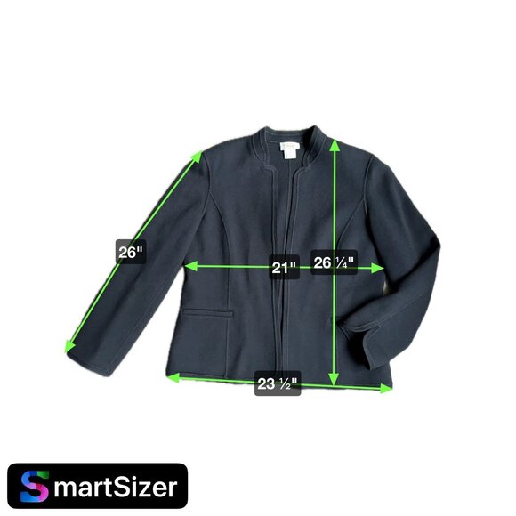 Talbots Blazer Womens Vintage Wool Open Front Blazer Black 14 Cottagecore Boho - Picture 2 of 7